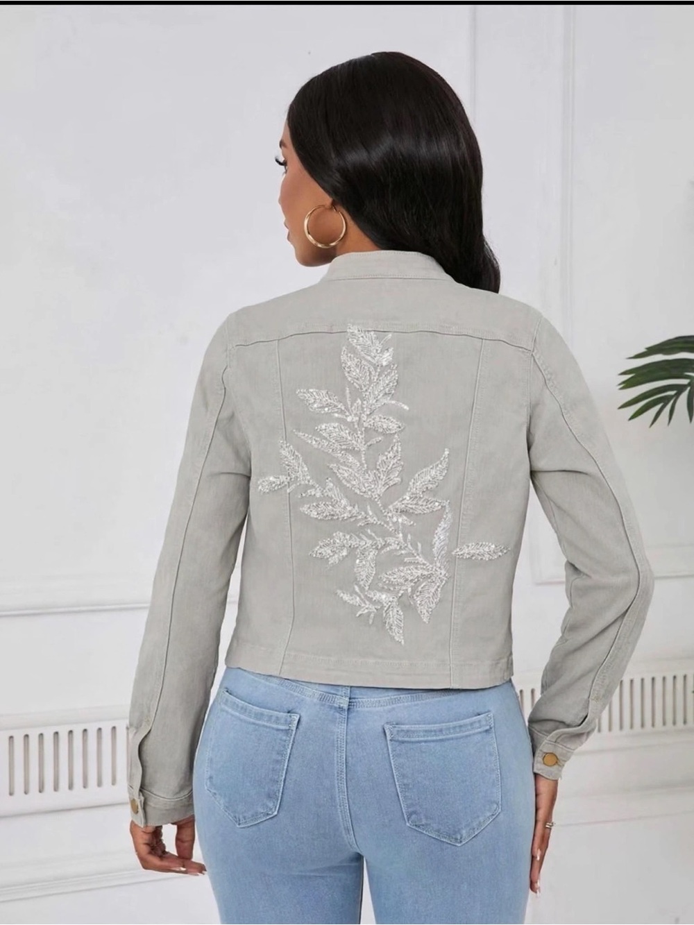 Kim Rogers Beige Embellished Jean Jacket - Picture 3 of 12